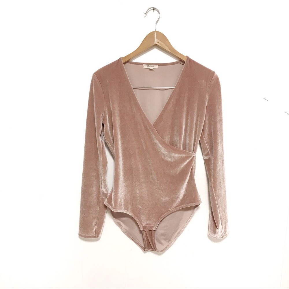 Madewell wrap velvet long sleeve body suit size M - Picture 2 of 7